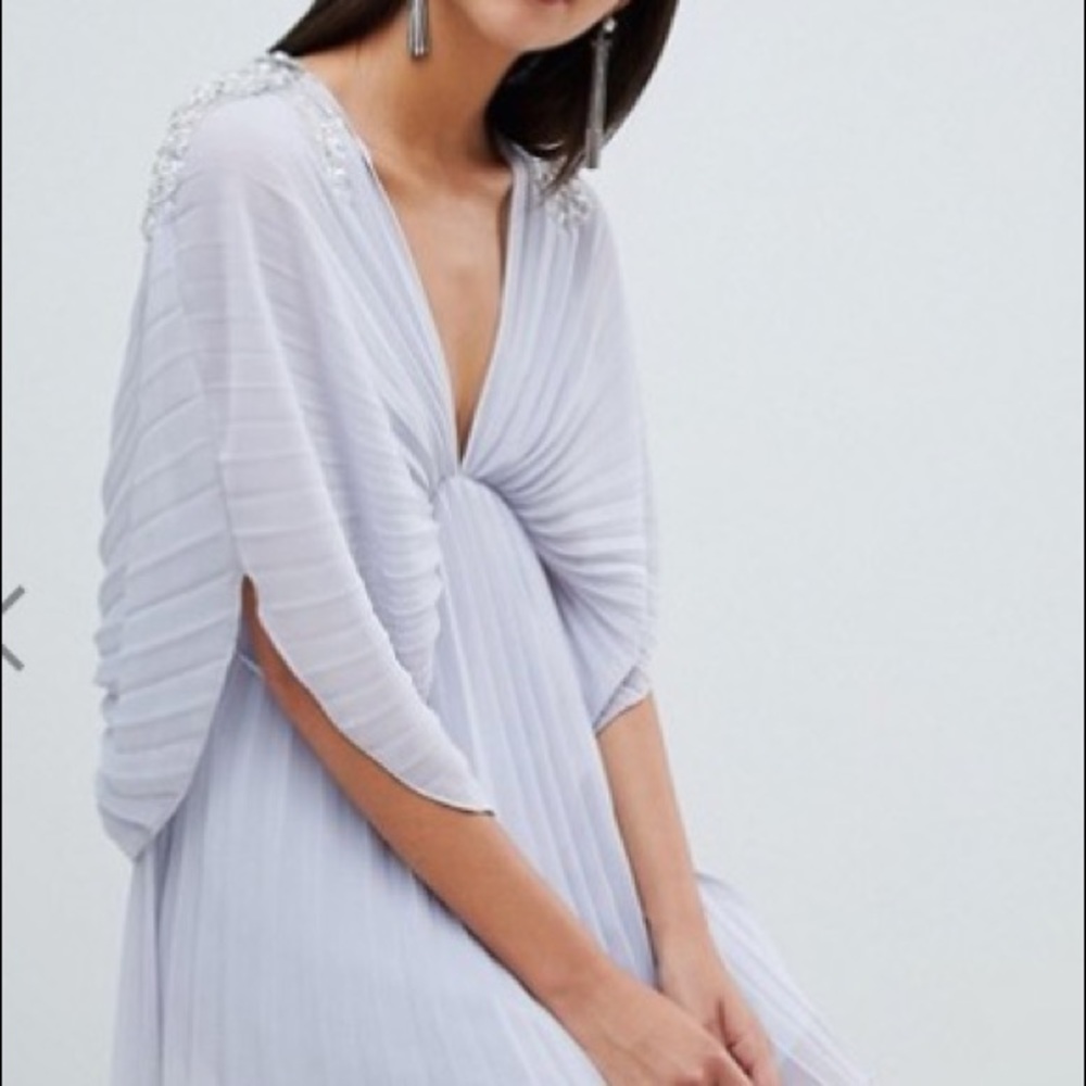 ASOS Pleated Kimono embellished shoulder dress
